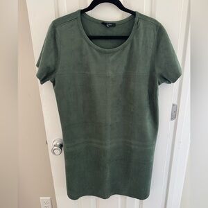 Green faux suede mini dress